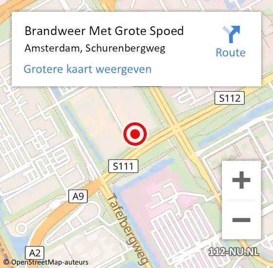 Locatie op kaart van de 112 melding: Brandweer Met Grote Spoed Naar Amsterdam-Zuidoost, Schurenbergweg op 6 augustus 2022 04:00