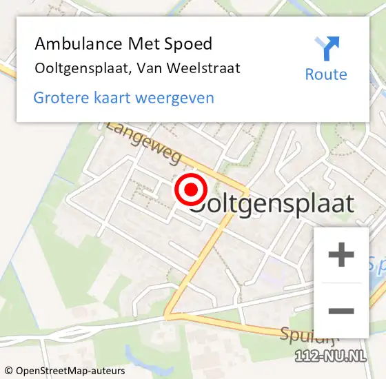 Locatie op kaart van de 112 melding: Ambulance Met Spoed Naar Ooltgensplaat, Van Weelstraat op 25 juli 2014 13:19