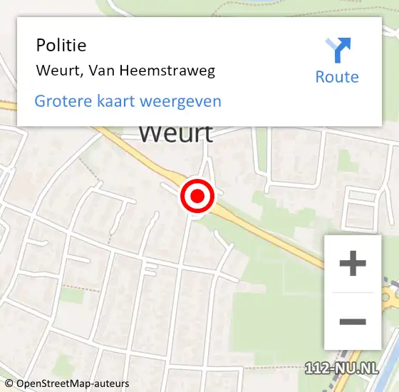 Locatie op kaart van de 112 melding: Politie Weurt op 25 juli 2014 13:19