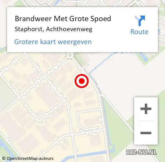 Locatie op kaart van de 112 melding: Brandweer Met Grote Spoed Naar Staphorst, Achthoevenweg op 6 augustus 2022 04:52