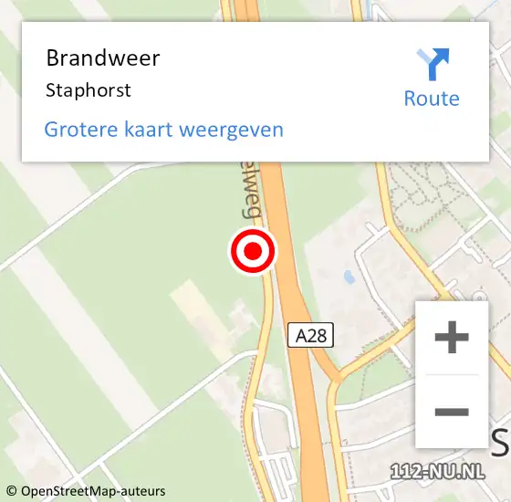 Locatie op kaart van de 112 melding: Brandweer Staphorst op 6 augustus 2022 05:22