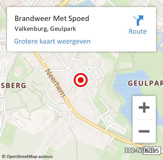 Locatie op kaart van de 112 melding: Brandweer Met Spoed Naar Valkenburg, Geulpark op 6 augustus 2022 06:55