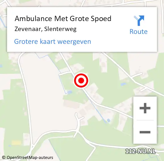 Locatie op kaart van de 112 melding: Ambulance Met Grote Spoed Naar Zevenaar, Slenterweg op 6 augustus 2022 07:42