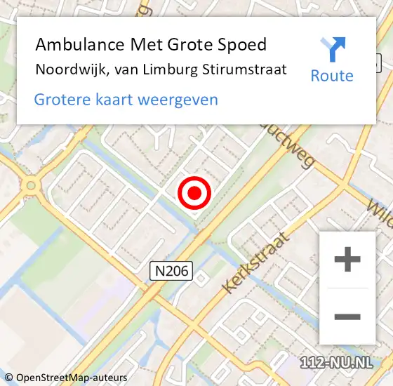 Locatie op kaart van de 112 melding: Ambulance Met Grote Spoed Naar Noordwijkerhout, Van Limburg Stirumstraat op 25 juli 2014 13:24