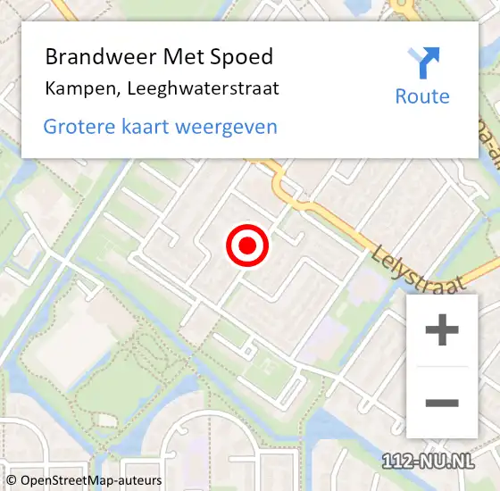 Locatie op kaart van de 112 melding: Brandweer Met Spoed Naar Kampen, Leeghwaterstraat op 6 augustus 2022 08:06