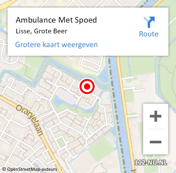 Locatie op kaart van de 112 melding: Ambulance Met Spoed Naar Lisse, Grote Beer op 6 augustus 2022 08:39