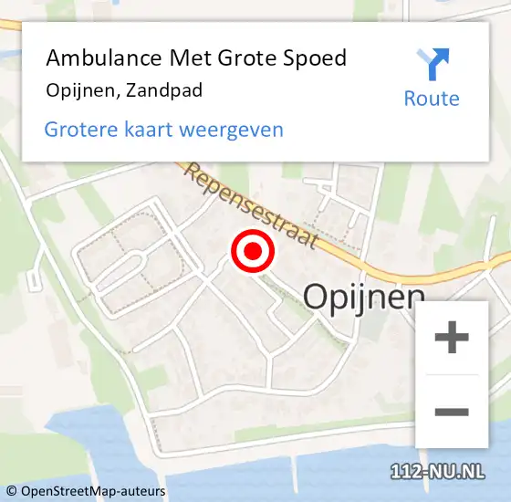 Locatie op kaart van de 112 melding: Ambulance Met Grote Spoed Naar Opijnen, Zandpad op 6 augustus 2022 08:50