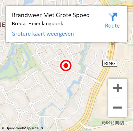 Locatie op kaart van de 112 melding: Brandweer Met Grote Spoed Naar Breda, Heienlangdonk op 6 augustus 2022 08:55