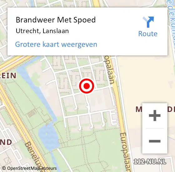 Locatie op kaart van de 112 melding: Brandweer Met Spoed Naar Utrecht, Lanslaan op 6 augustus 2022 09:28