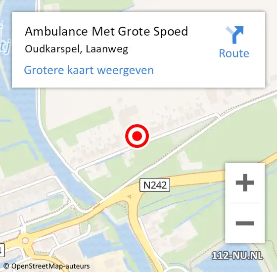 Locatie op kaart van de 112 melding: Ambulance Met Grote Spoed Naar Oudkarspel, Laanweg op 6 augustus 2022 10:07