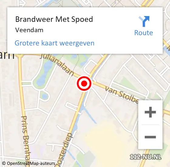 Locatie op kaart van de 112 melding: Brandweer Met Spoed Naar Veendam op 6 augustus 2022 10:15