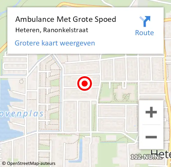 Locatie op kaart van de 112 melding: Ambulance Met Grote Spoed Naar Heteren, Ranonkelstraat op 6 augustus 2022 10:18