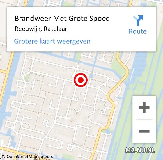 Locatie op kaart van de 112 melding: Brandweer Met Grote Spoed Naar Reeuwijk, Ratelaar op 6 augustus 2022 10:25