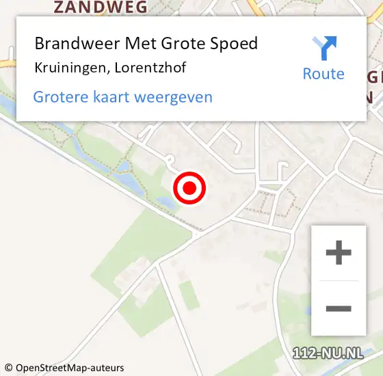 Locatie op kaart van de 112 melding: Brandweer Met Grote Spoed Naar Kruiningen, Lorentzhof op 6 augustus 2022 10:30