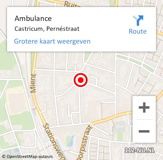 Locatie op kaart van de 112 melding: Ambulance Castricum, Pernéstraat op 6 augustus 2022 10:53
