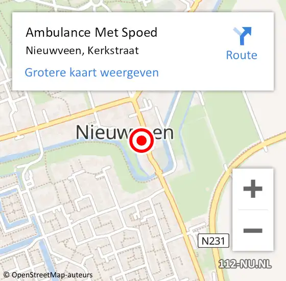 Locatie op kaart van de 112 melding: Ambulance Met Spoed Naar Nieuwveen, Kerkstraat op 6 augustus 2022 11:16