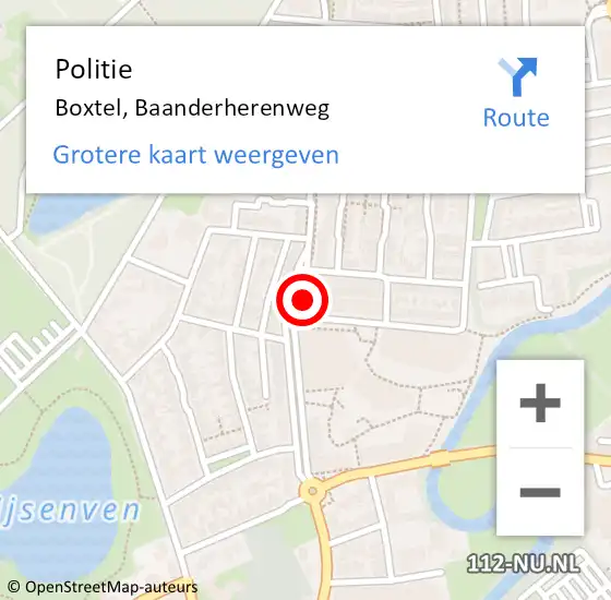 Locatie op kaart van de 112 melding: Politie Boxtel, Baanderherenweg op 6 augustus 2022 11:29