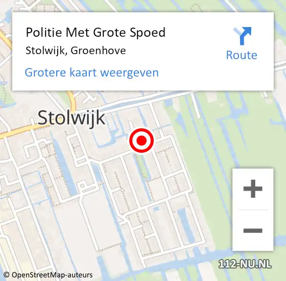 Locatie op kaart van de 112 melding: Politie Met Grote Spoed Naar Stolwijk, Groenhove op 6 augustus 2022 12:17