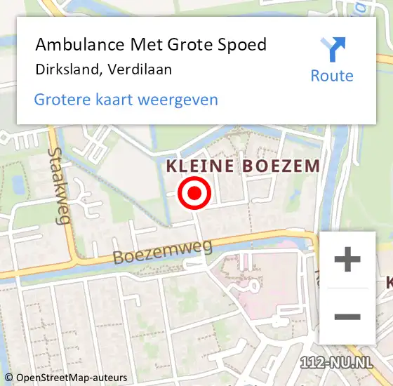 Locatie op kaart van de 112 melding: Ambulance Met Grote Spoed Naar Dirksland, Verdilaan op 6 augustus 2022 12:23