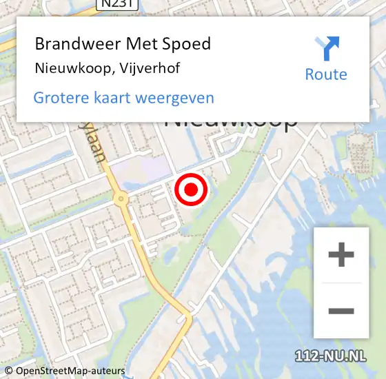 Locatie op kaart van de 112 melding: Brandweer Met Spoed Naar Nieuwkoop, Vijverhof op 6 augustus 2022 12:25