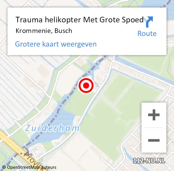 Locatie op kaart van de 112 melding: Trauma helikopter Met Grote Spoed Naar Krommenie, Busch op 6 augustus 2022 12:32