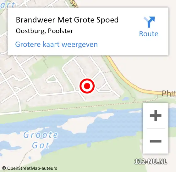 Locatie op kaart van de 112 melding: Brandweer Met Grote Spoed Naar Oostburg, Poolster op 6 augustus 2022 12:36