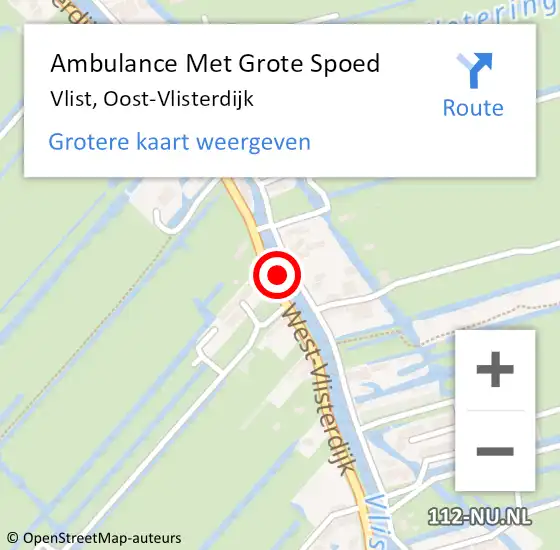 Locatie op kaart van de 112 melding: Ambulance Met Grote Spoed Naar Vlist, Oost-Vlisterdijk op 6 augustus 2022 13:24