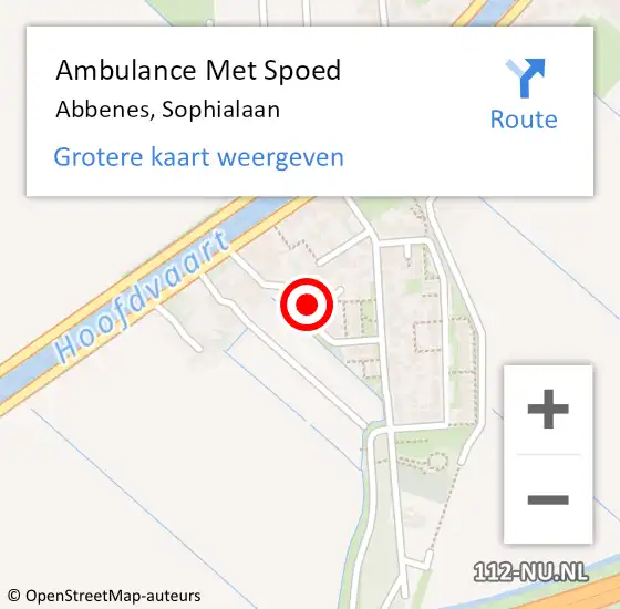 Locatie op kaart van de 112 melding: Ambulance Met Spoed Naar Abbenes, Sophialaan op 6 augustus 2022 13:31