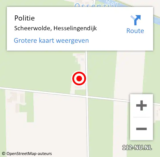 Locatie op kaart van de 112 melding: Politie Scheerwolde, Hesselingendijk op 6 augustus 2022 13:59