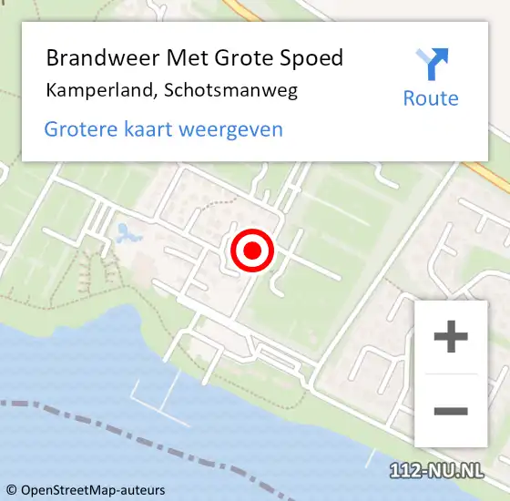 Locatie op kaart van de 112 melding: Brandweer Met Grote Spoed Naar Kamperland, Schotsmanweg op 6 augustus 2022 14:08