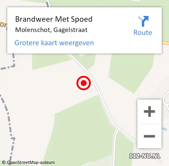 Locatie op kaart van de 112 melding: Brandweer Met Spoed Naar Molenschot, Gagelstraat op 6 augustus 2022 14:11