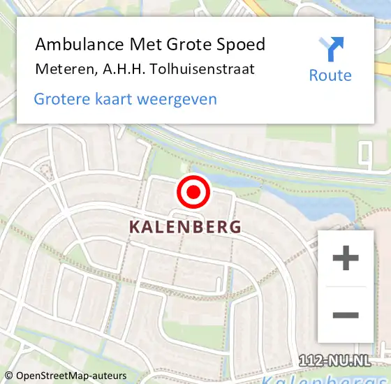 Locatie op kaart van de 112 melding: Ambulance Met Grote Spoed Naar Meteren, A.H.H. Tolhuisenstraat op 6 augustus 2022 14:16