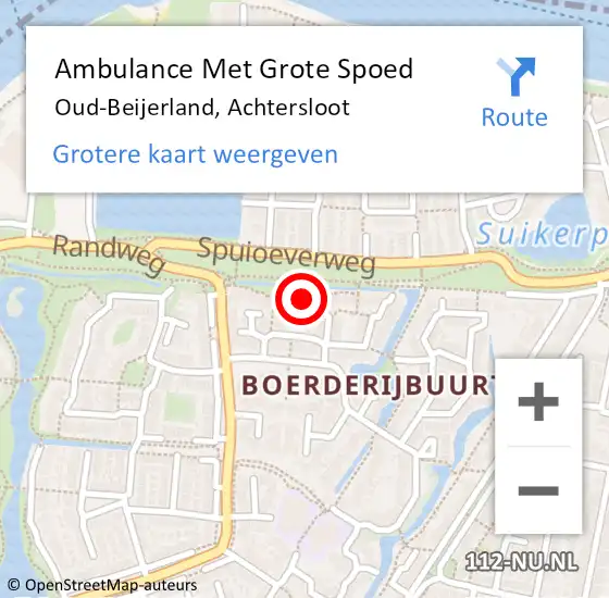 Locatie op kaart van de 112 melding: Ambulance Met Grote Spoed Naar Oud-Beijerland, Achtersloot op 6 augustus 2022 14:33