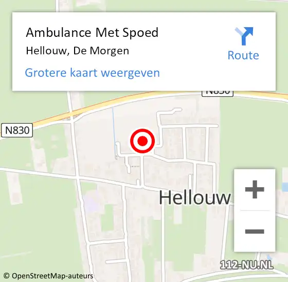 Locatie op kaart van de 112 melding: Ambulance Met Spoed Naar Hellouw, De Morgen op 6 augustus 2022 14:38