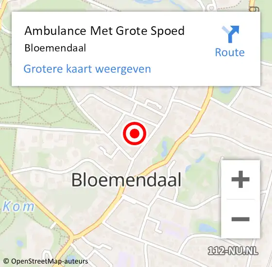 Locatie op kaart van de 112 melding: Ambulance Met Grote Spoed Naar Bloemendaal op 25 juli 2014 13:55