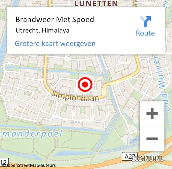 Locatie op kaart van de 112 melding: Brandweer Met Spoed Naar Utrecht, Himalaya op 6 augustus 2022 14:50