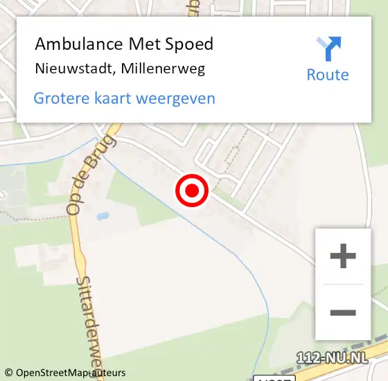 Locatie op kaart van de 112 melding: Ambulance Met Spoed Naar Nieuwstadt, Millenerweg op 6 augustus 2022 14:56