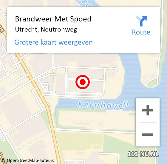 Locatie op kaart van de 112 melding: Brandweer Met Spoed Naar Utrecht, Neutronweg op 6 augustus 2022 15:09