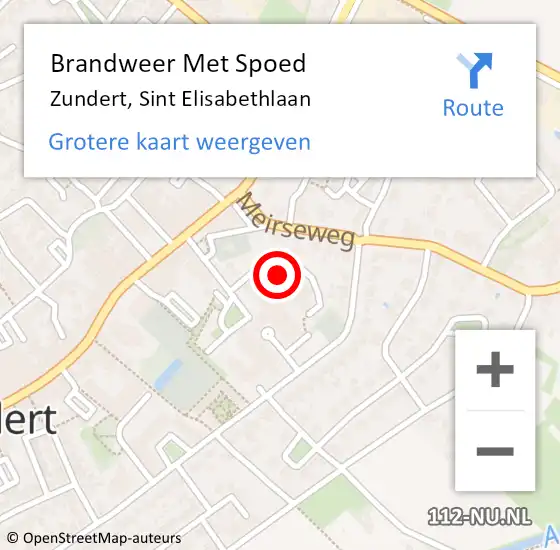 Locatie op kaart van de 112 melding: Brandweer Met Spoed Naar Zundert, Sint Elisabethlaan op 6 augustus 2022 15:17