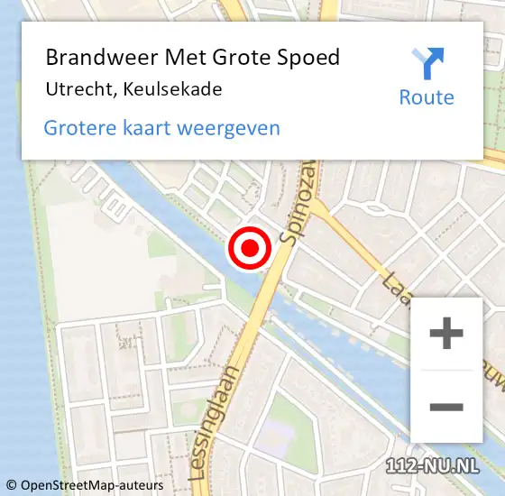 Locatie op kaart van de 112 melding: Brandweer Met Grote Spoed Naar Utrecht, Keulsekade op 6 augustus 2022 15:33