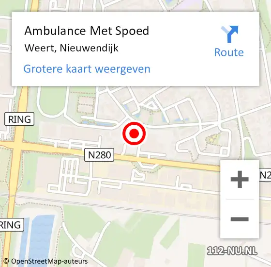 Locatie op kaart van de 112 melding: Ambulance Met Spoed Naar Weert, Nieuwendijk op 6 augustus 2022 16:14