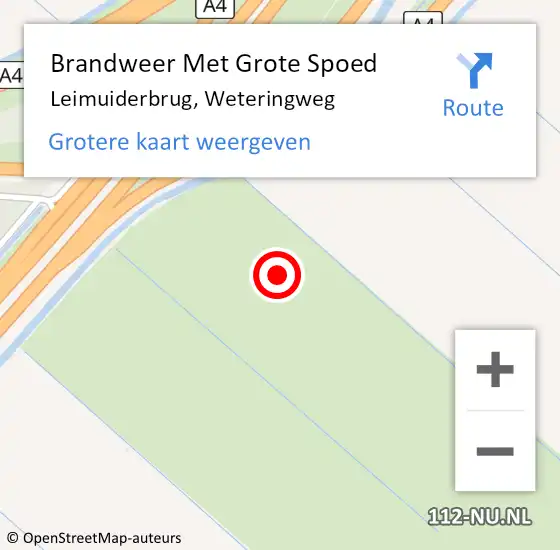 Locatie op kaart van de 112 melding: Brandweer Met Grote Spoed Naar Leimuiderbrug, Weteringweg op 6 augustus 2022 16:23