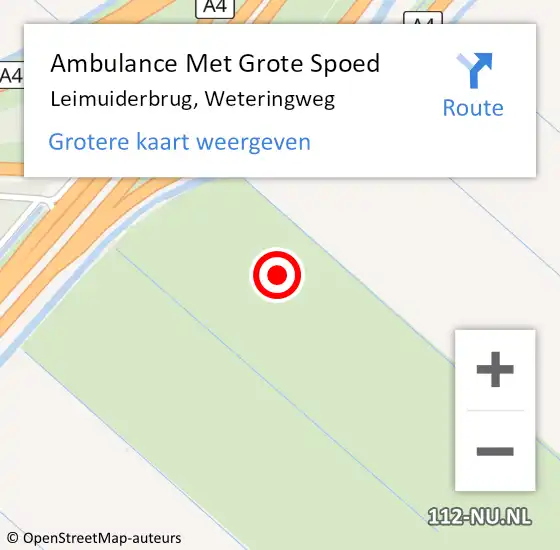 Locatie op kaart van de 112 melding: Ambulance Met Grote Spoed Naar Leimuiderbrug, Weteringweg op 6 augustus 2022 16:44