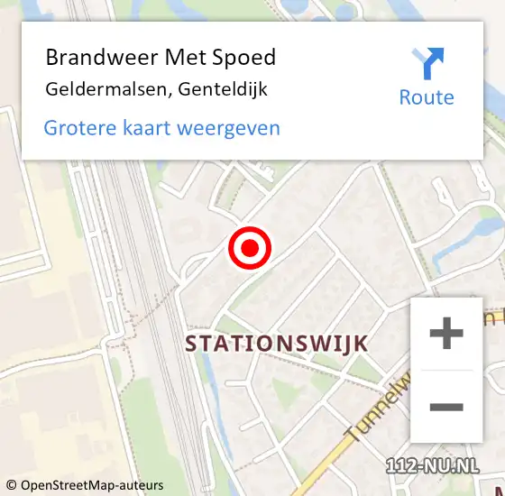 Locatie op kaart van de 112 melding: Brandweer Met Spoed Naar Geldermalsen, Genteldijk op 6 augustus 2022 16:49