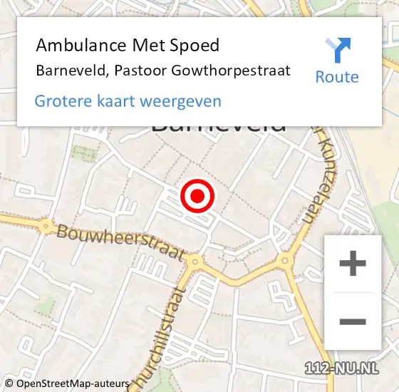 Locatie op kaart van de 112 melding: Ambulance Met Spoed Naar Barneveld, Pastoor Gowthorpestraat op 6 augustus 2022 16:49