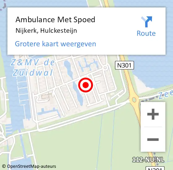 Locatie op kaart van de 112 melding: Ambulance Met Spoed Naar Nijkerk, Hulckesteijn op 6 augustus 2022 17:30