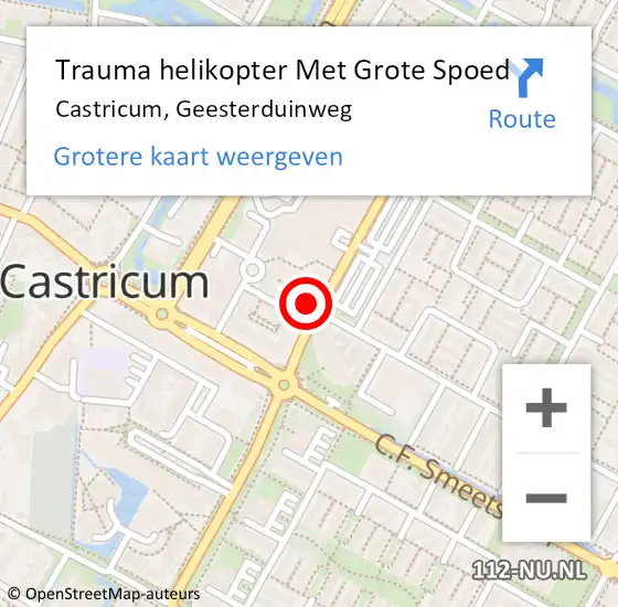 Locatie op kaart van de 112 melding: Trauma helikopter Met Grote Spoed Naar Castricum, Geesterduinweg op 6 augustus 2022 17:33