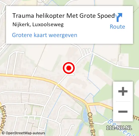Locatie op kaart van de 112 melding: Trauma helikopter Met Grote Spoed Naar Nijkerk, Luxoolseweg op 6 augustus 2022 17:36