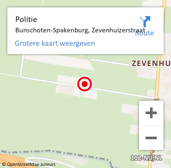 Locatie op kaart van de 112 melding: Politie Bunschoten-Spakenburg, Zevenhuizerstraat op 6 augustus 2022 17:44