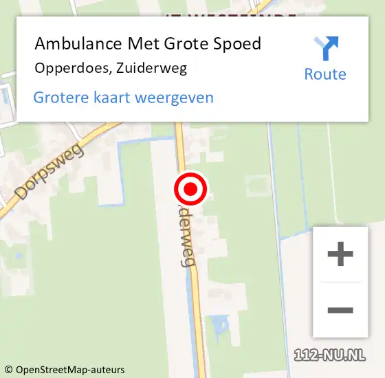 Locatie op kaart van de 112 melding: Ambulance Met Grote Spoed Naar Opperdoes, Zuiderweg op 6 augustus 2022 18:01